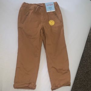 Cat & Jack Toddler Boys 3T tan/beige pants fleece lined NWT